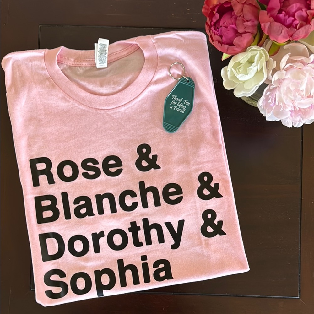 New Golden Girls Pink T Shirt with Keychain / Golden Girls Gift